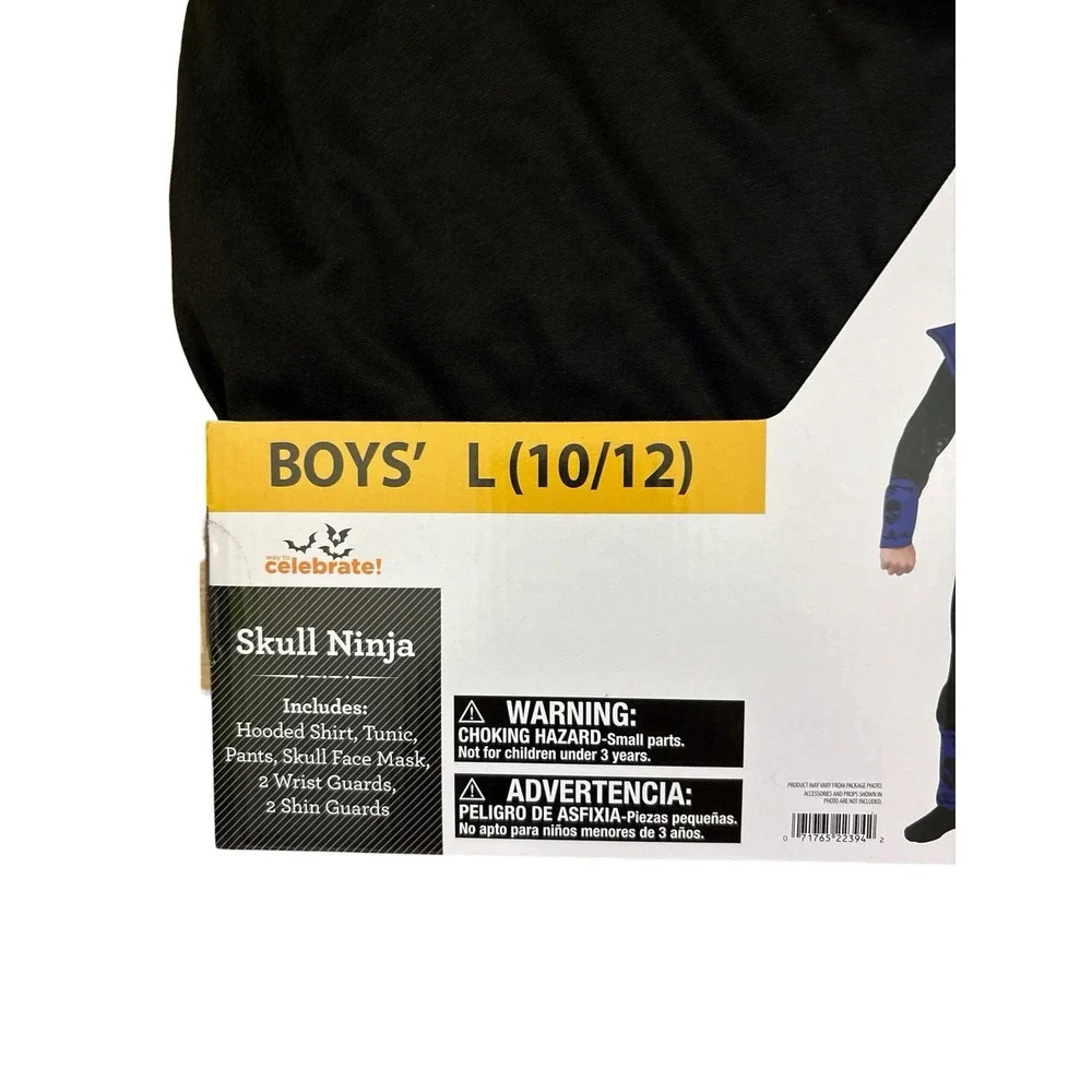 Blue / Black Skull Ninja Halloween Costume Boys Size L (10/12) Celebrate